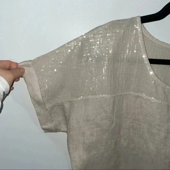 Lungo L’Arno linen sequin dress Made in Italy Medium - Picture 4 of 6